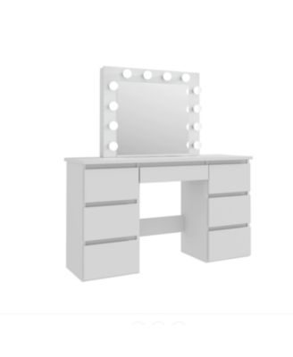 Streamdale Large White Vanity Tables with Mirror and Light