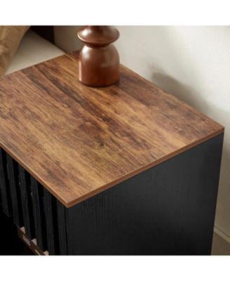 2 Set Nightstands with Grille Striped Doors