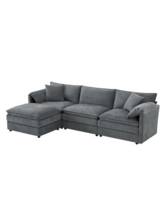 Chenille Modular Sectional Sofa with Ottoman