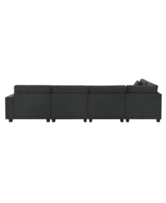 6-Seat U-Shaped Sectional Sofa with Ottoman, Storage, and Charging Ports