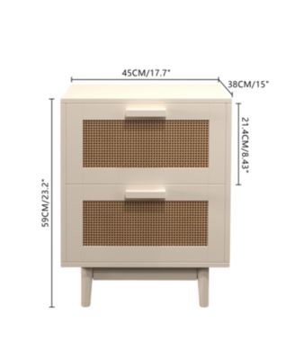 Rattan End Table with Storage Drawers