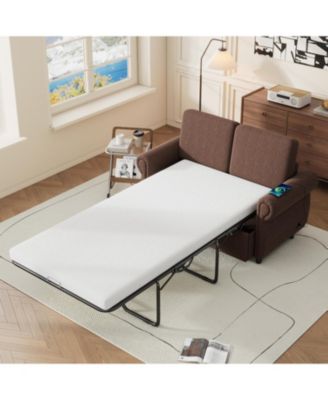 Streamdale 57.9'' Pull Out Sofa Bed Loveseat Sleeper with Twin Size Memory Mattress with Two USB Ports for Living Room Spaces