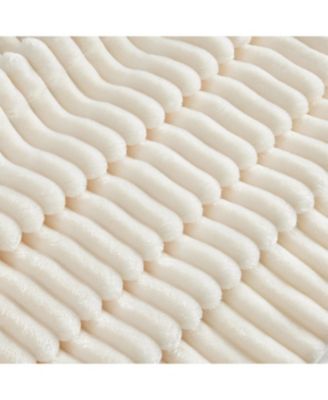 Slipcovered Sectional 2-Seater with Convertible Ottoman and Soft Pillows, Corduroy Fabric, Cream