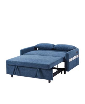55" Pull Out Sofa Bed with Adjustable Back, Storage, Pillows, USB