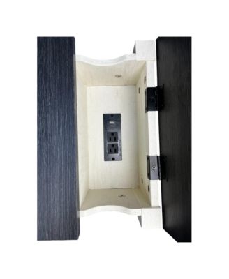 Farmhouse Bedside Table with Charging Station, Barn Door Nightstand with Drawer