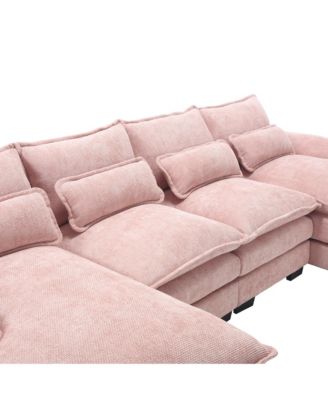  Chenille, high quality sponge filling, solid wood frame, oversized four-seater, U-shaped combination sofa