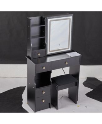 Compact Vanity Table with Touch Control LED Mirror (EPA, GCC, UL Certified