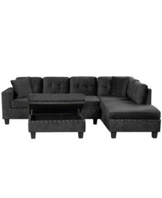 + Sectional Sofa with Storage Ottoman + Fabric (or Leather, if specified) + Storage Feature + Sofa Set