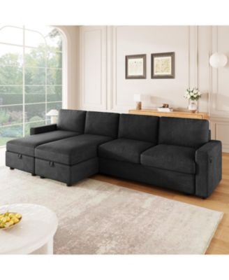 103.9" U-Shaped Sectional Sofa w/ Storage Chaise & USB
