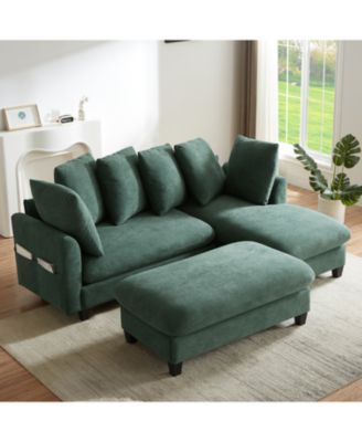 83" Sectional Sofa with Storage Ottoman & Pillows