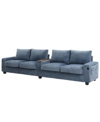 Corduroy Sofa Couch 133" w/ USB Storage & Cup Holders