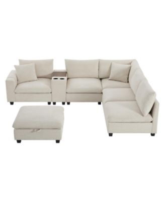140" Modular Sectional Sofa w/ Ottoman Storage & USB