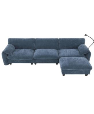 108" Modular Sectional Sofa Wide Seat USB Charger Ottoman