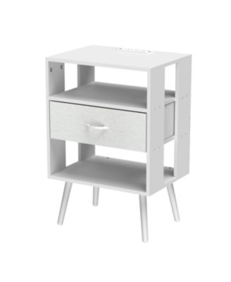 Nightstand with Charging LED & Fabric Drawers