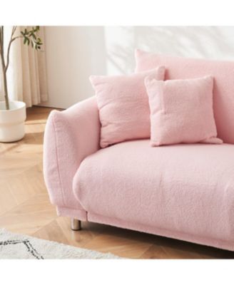 Pink Teddy Fleece Sofa with Pillows