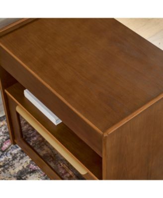 Mid Century Nightstand Charging Station Dark Walnut