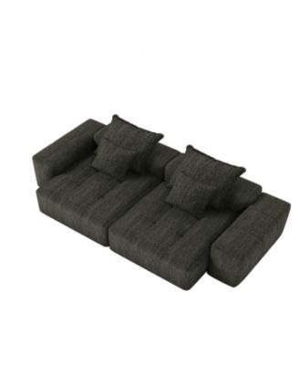 Modern Oversized Modular Sectional Sofa Chenille Fabric Black