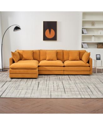 Chenille Cloud Modular Sofa (Orange 110" L-Shape)
