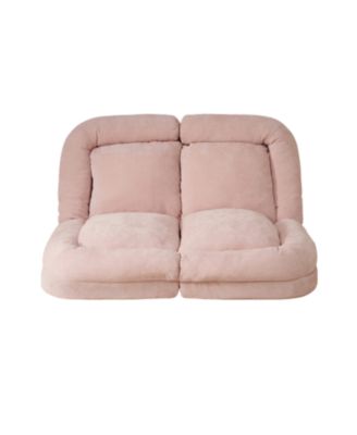 Convertible Fold-Out Double Sofa Bed Pink