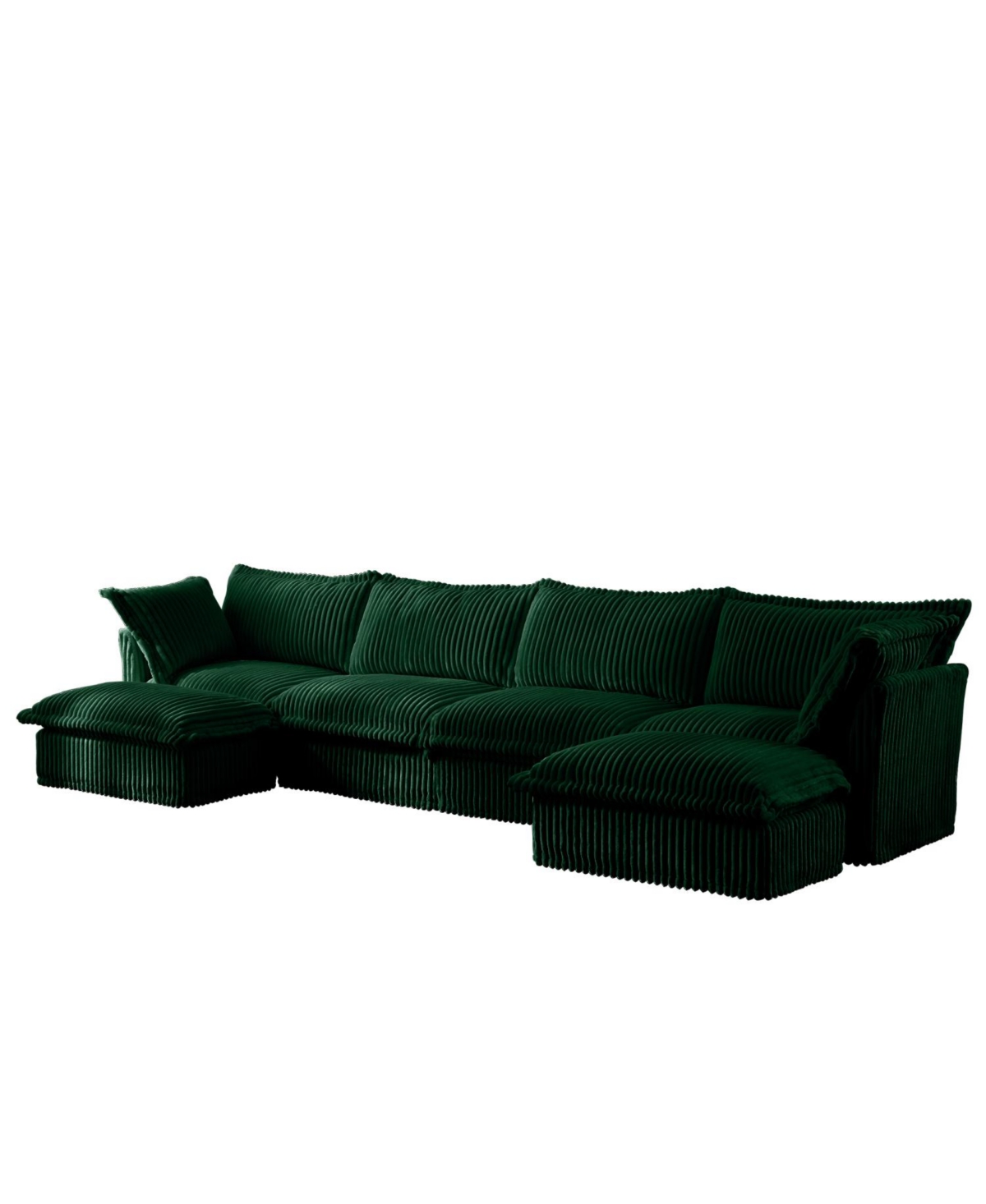 Streamdale Furniture Slipcovered U Shape Sectional Sofa Green Corduroy