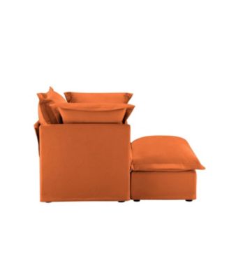 Upholstered Armchair & Ottoman Set (Orange)