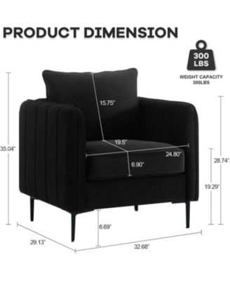 Velvet Accent Chair with Metal Legs