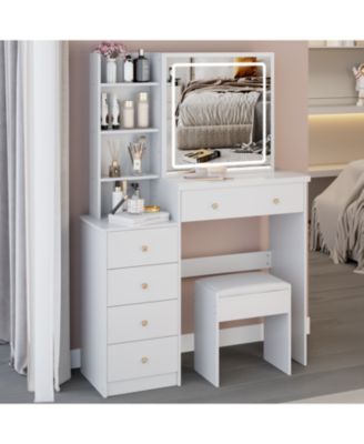 37" LED Mirror Vanity Table with Stool