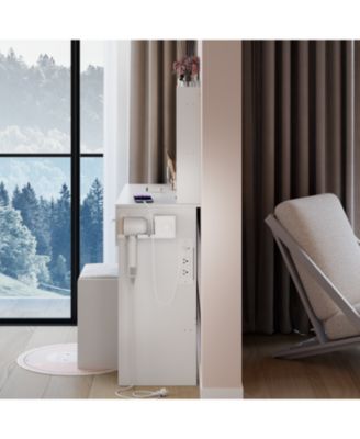 17" LED Vanity Table Set Touch 3 Colors Storage & Power