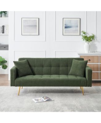 Green Teddy Fleece Sofa Bed with 2 Pillows