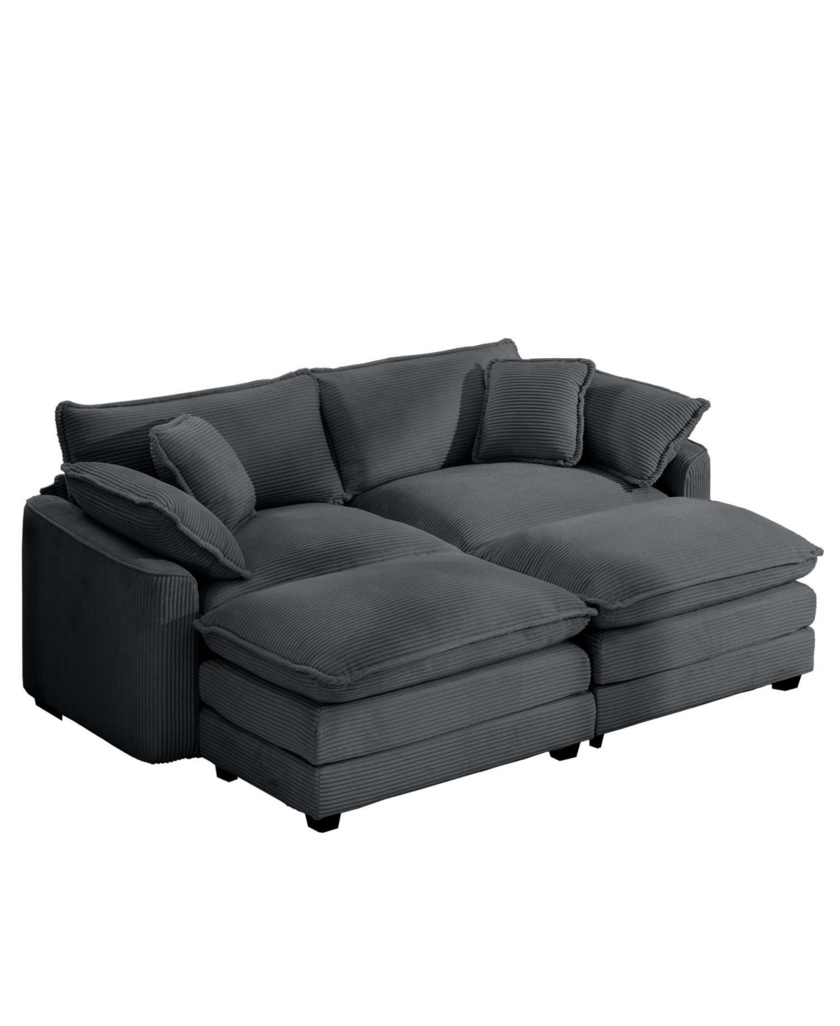 Streamdale Furniture Corduroy Two-Seater Sofa with Ottoman