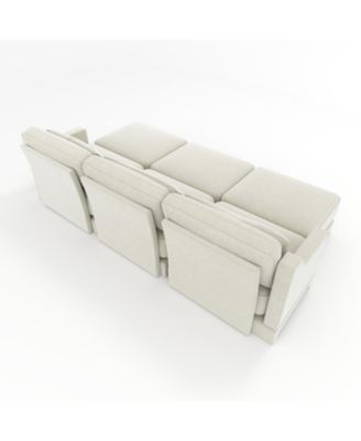 Beige Chenille 3-Seater Sofa with Ottomans