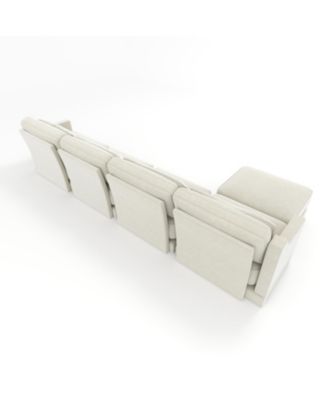 White Chenille 4-Seater Sofa with Ottoman