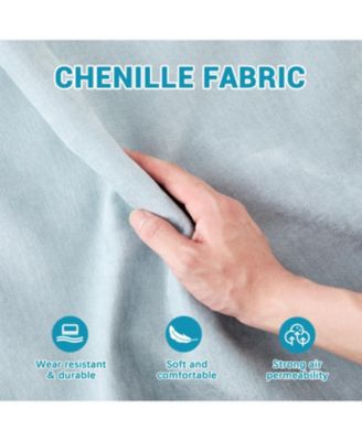 Chenille Sofa Solid Wood Frame Easy Install Sky Blue