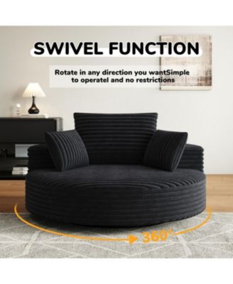 55" Corduroy Swivel Sleeper Chair