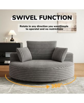 55" Corduroy Swivel Sleeper Chair