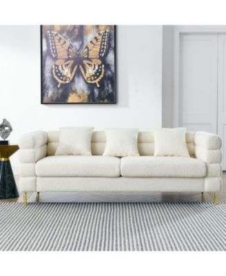 81" Oversized 3-Seater Sectional Sofa - White Teddy