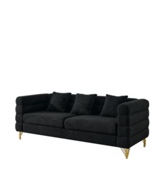 3-seater + 3-seater Combination sofa.BLACK teddy