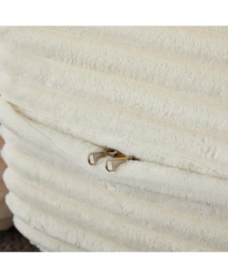 Convertible Corduroy Floor Sofa Bed with Pillows - Beige