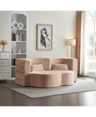 Corduroy Floor Sofa Bed with Pillows