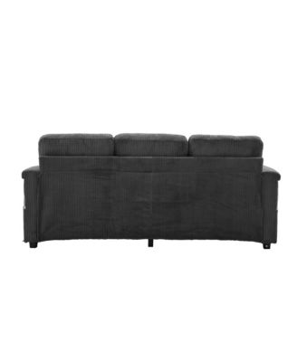 L-Shaped Sectional Sofa w/ Storage Ottoman, USB, Cup Holder, Corduroy