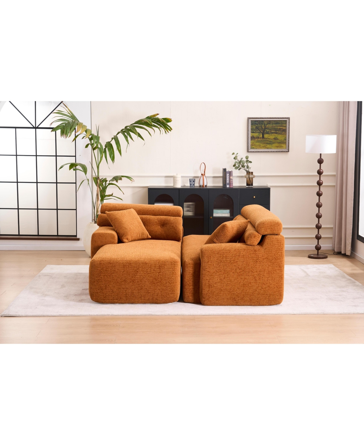 Streamdale Orange Convertible Sectional Sofa, 86"L