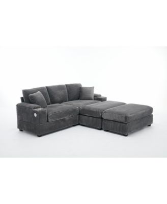  Modular Sectional Sofa Bed Set w/ Storage, USB & Cup Holders