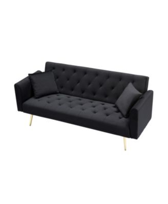 Velvet Foldable Sofa (71-inch) - Retro Style for Small Spaces
