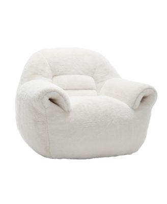 Comfy White Faux Fur Bean Bag Chair Sofa for Adults & Kids