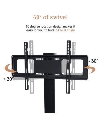 Wooden TV Stand with Mount & Tempered Glass