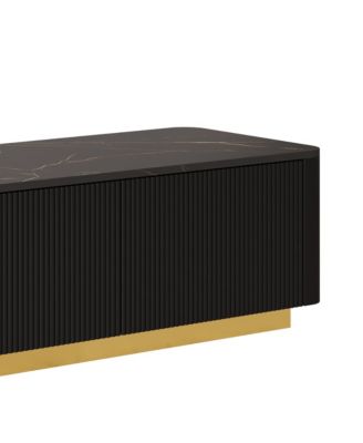 Streamdale Luxury Fluted TV Stand - 85", Faux Marble, 4 Drawers, Gold Base