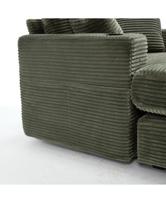 Corduroy Chaise Lounge Sofa, Detachable Cushions, 3 Colours
