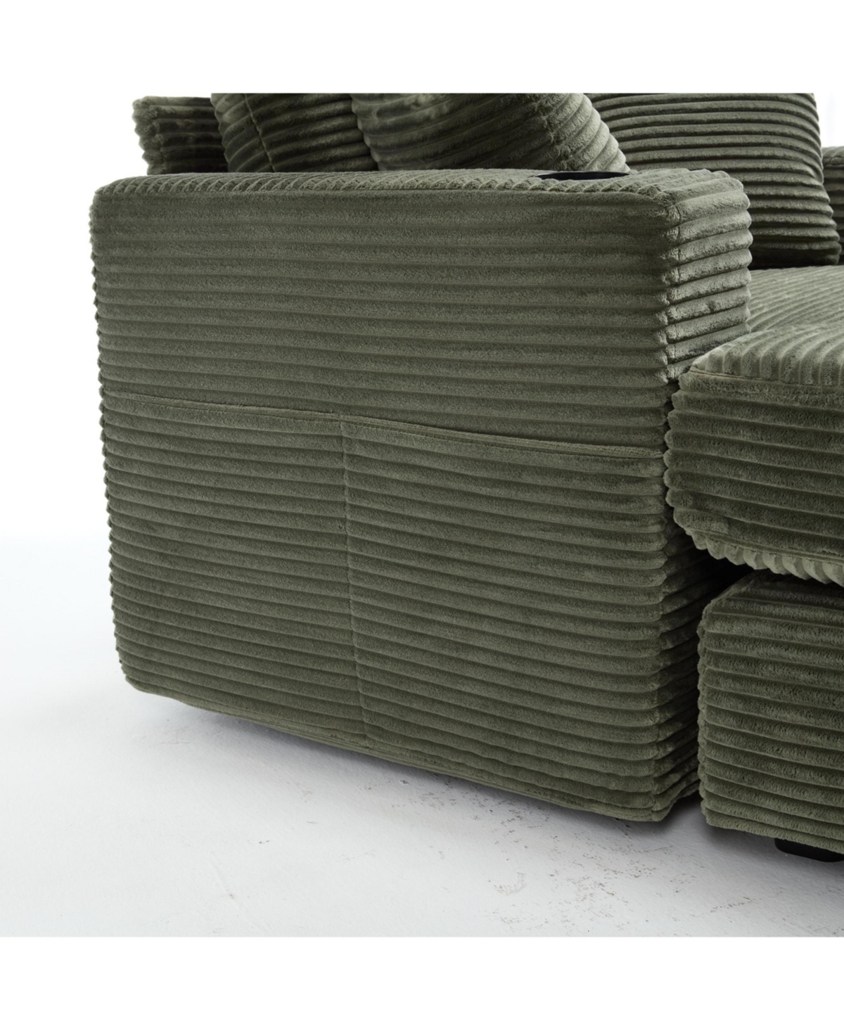 Streamdale Furniture Corduroy Chaise Lounge Sofa, Detachable Cushions, 3 Colours