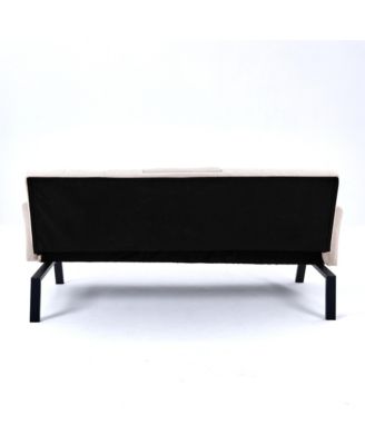 Streamdale 70" Cotton Linen Sofa Bed- Foldable, Cup Holder, Side Storage