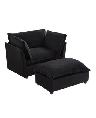  Cozy Black Armchair Sofa with Ottoman